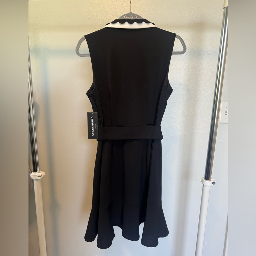 NWT Karl Lagerfeld scuba A-line belted dress - Picture 10 of 12
